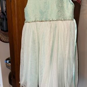 Lace Overlay Girls Dress Size 6‎ Formal Party Special Occasion Mint Green